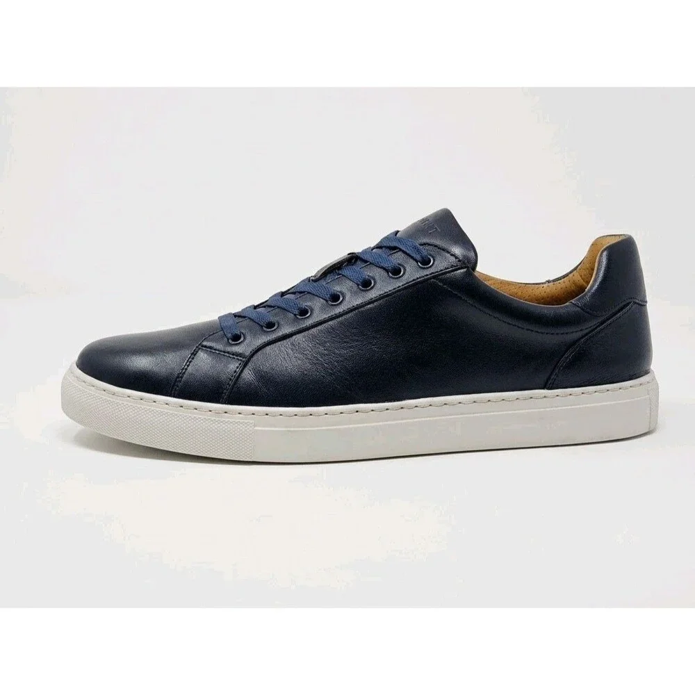 Magnanni Navy Leather Low Top Sneakers Size 13 M Spain Cupsole Mens 21419 EUC